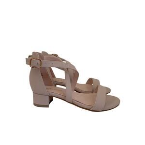 Sandals-Low Heels-Dress Pump-Ankle Strap-Open Toe-Nude-Big Girls-1
